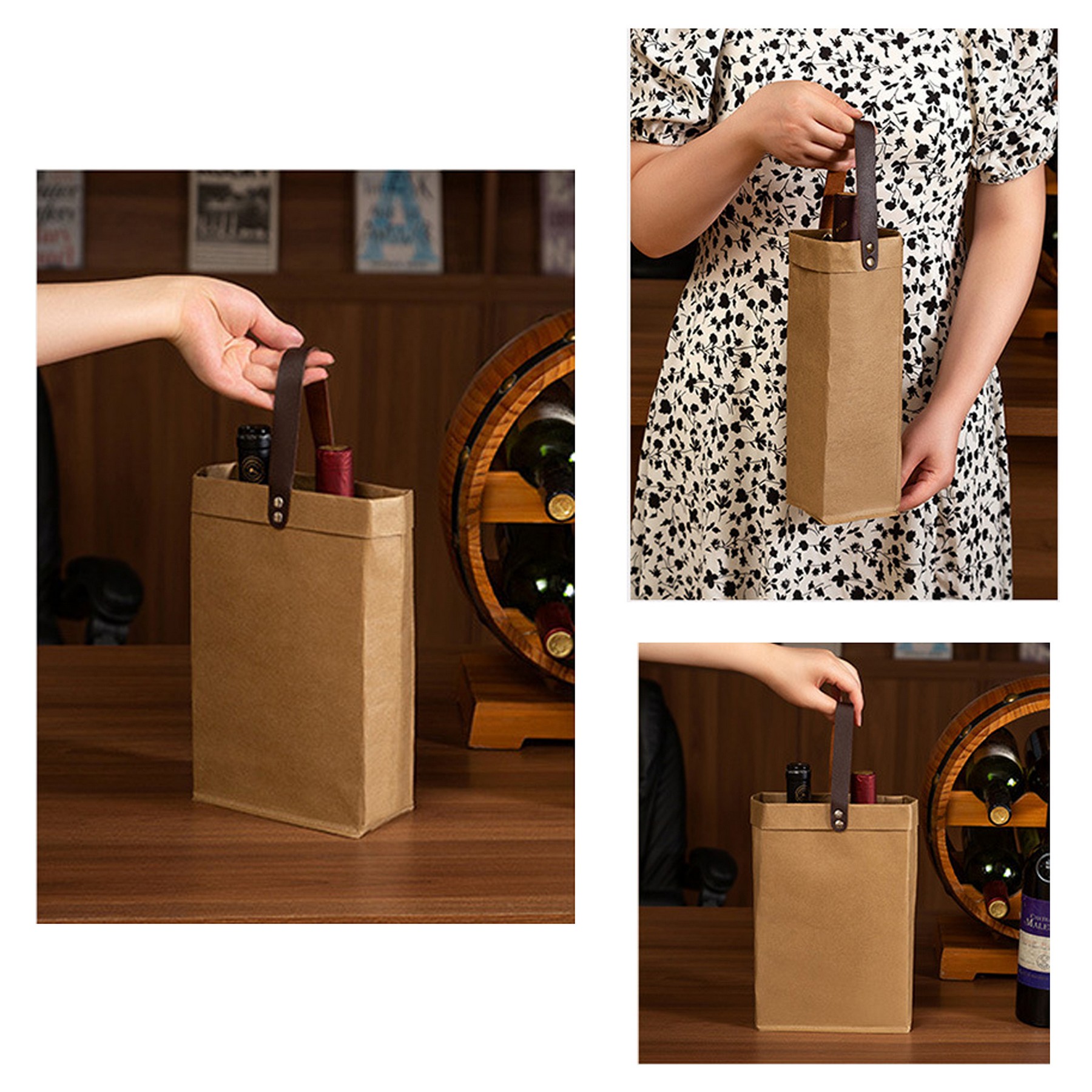Kraft Paper Wine Tote Bag 4