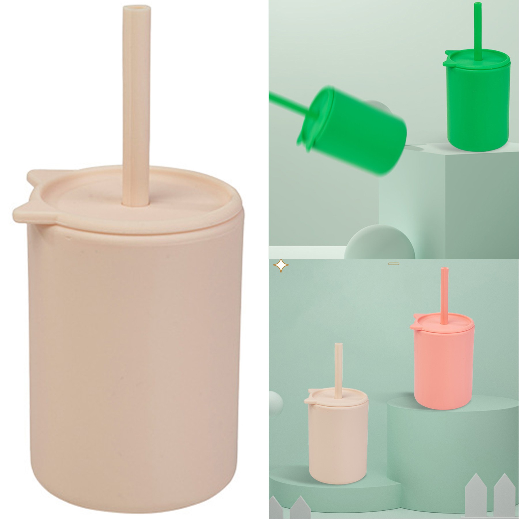 5.2 x 3.2 x 2.5 Inches Silicone Drinking Cups with Lid for Kids 3