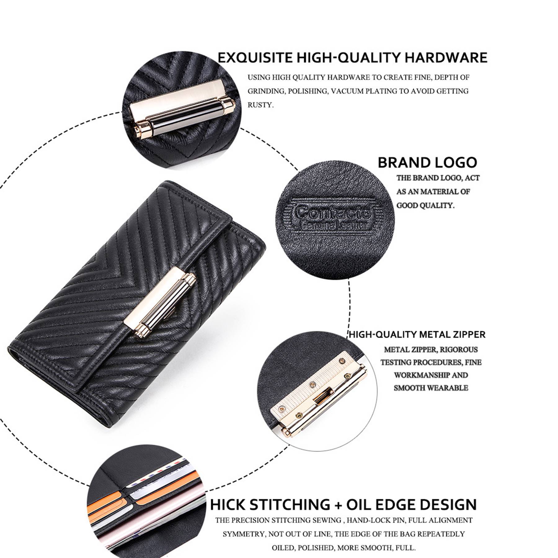 Genuine Leather Embroidered Multifunctional Wallet 4
