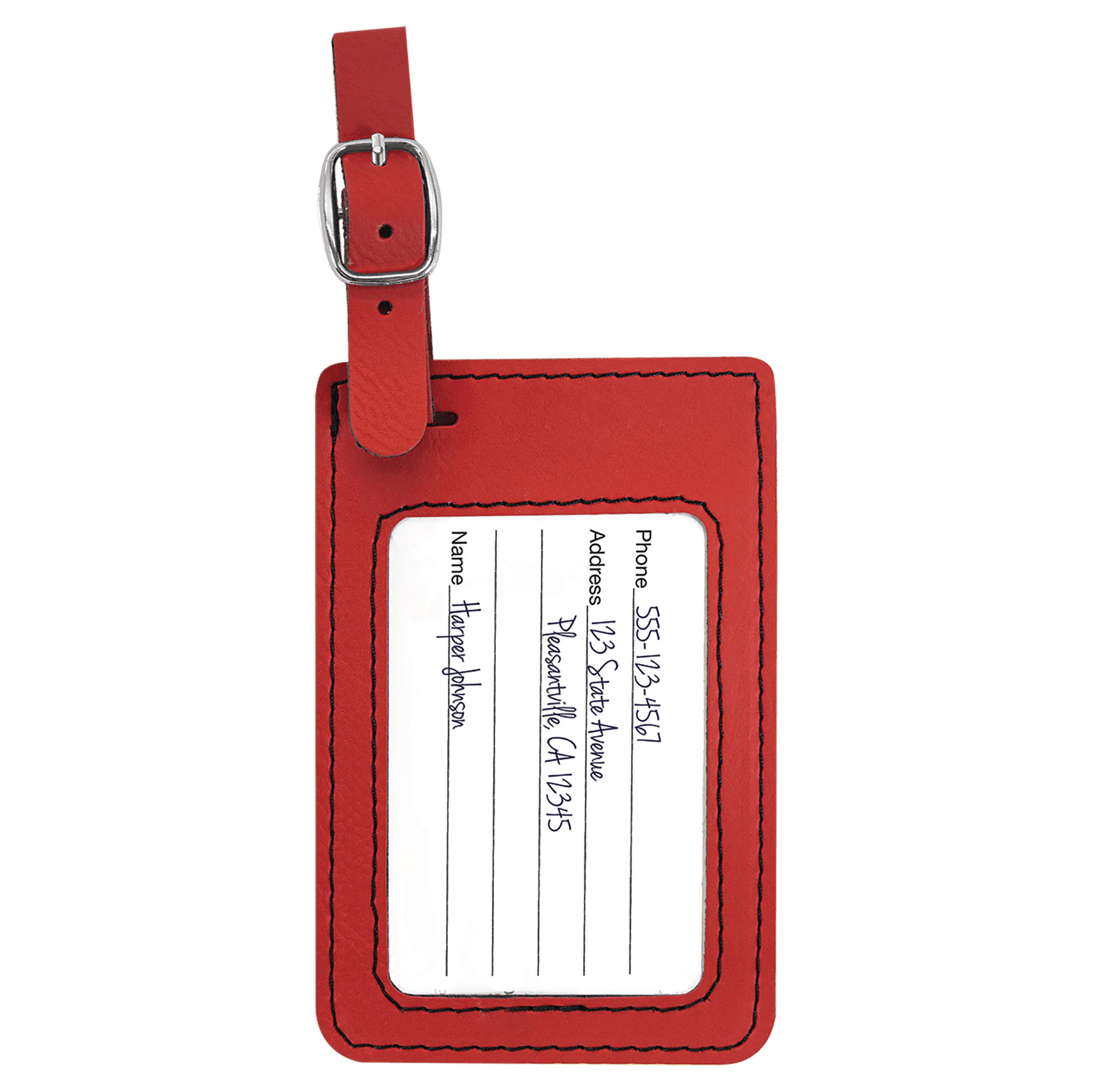 Red Leatherette Luggage Tag 4