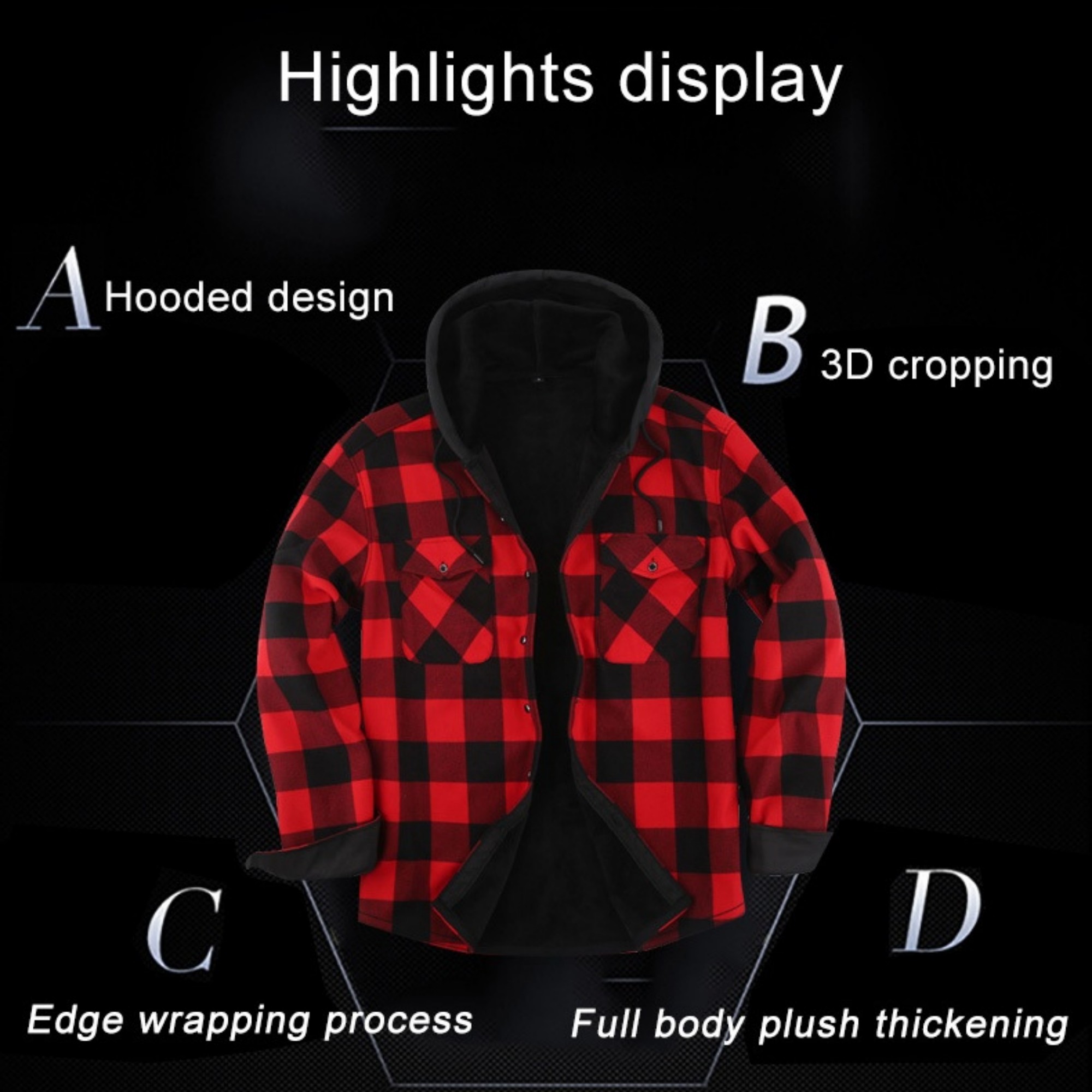 Men's Lined Flannel Jacket With Hood 4