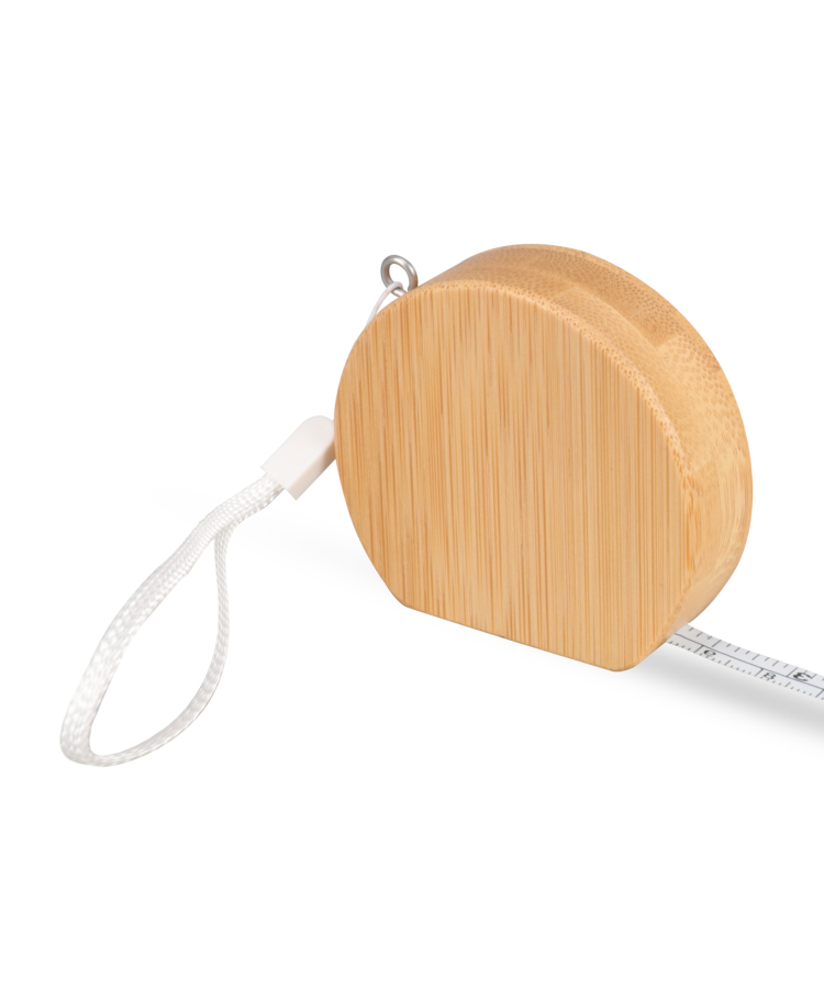 Union Printed - Bamboo Wood (3ft) Round Shaped Tape Measure and Wrist Band with Laser Engraved Logo 2