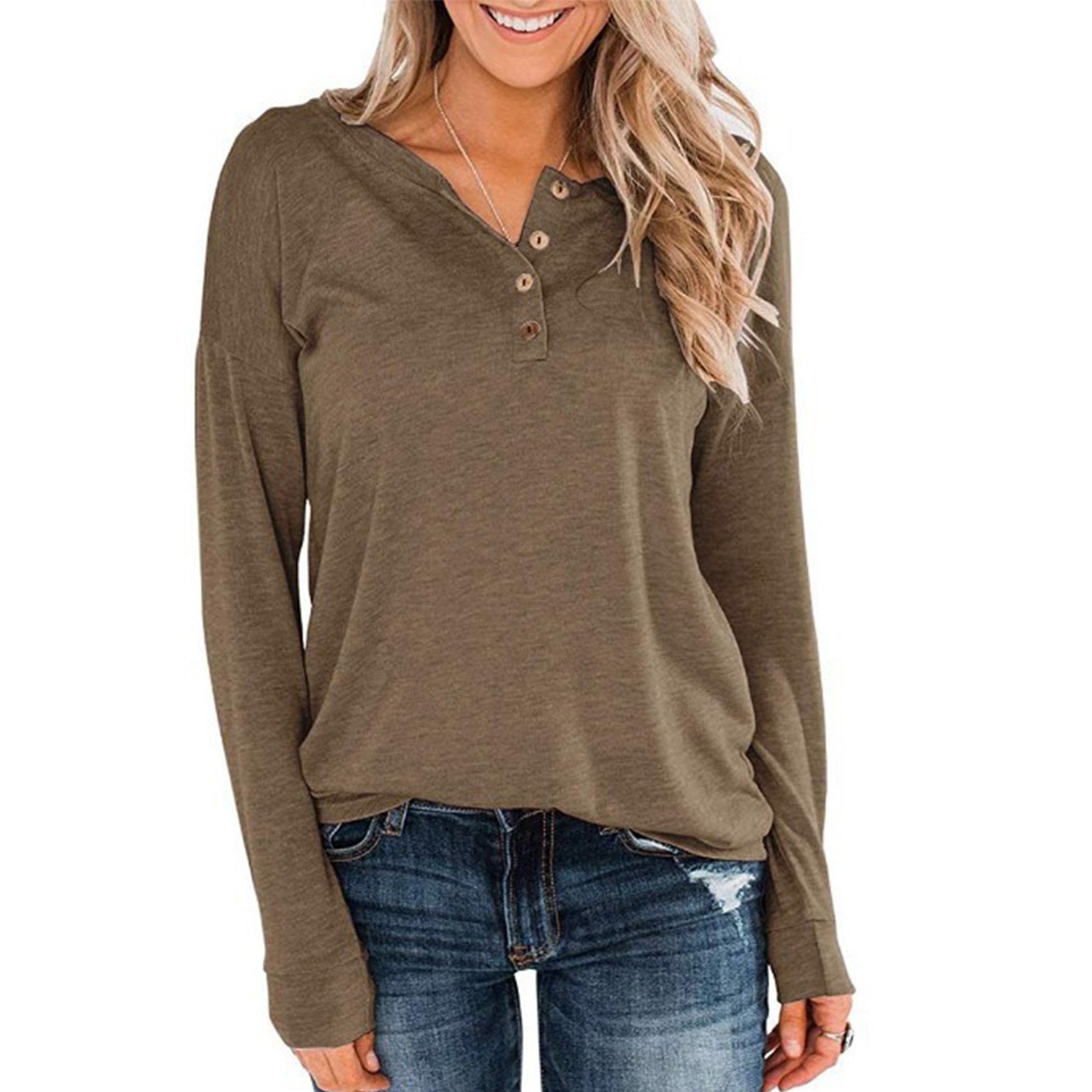 Women's Long Sleeve Henley 6