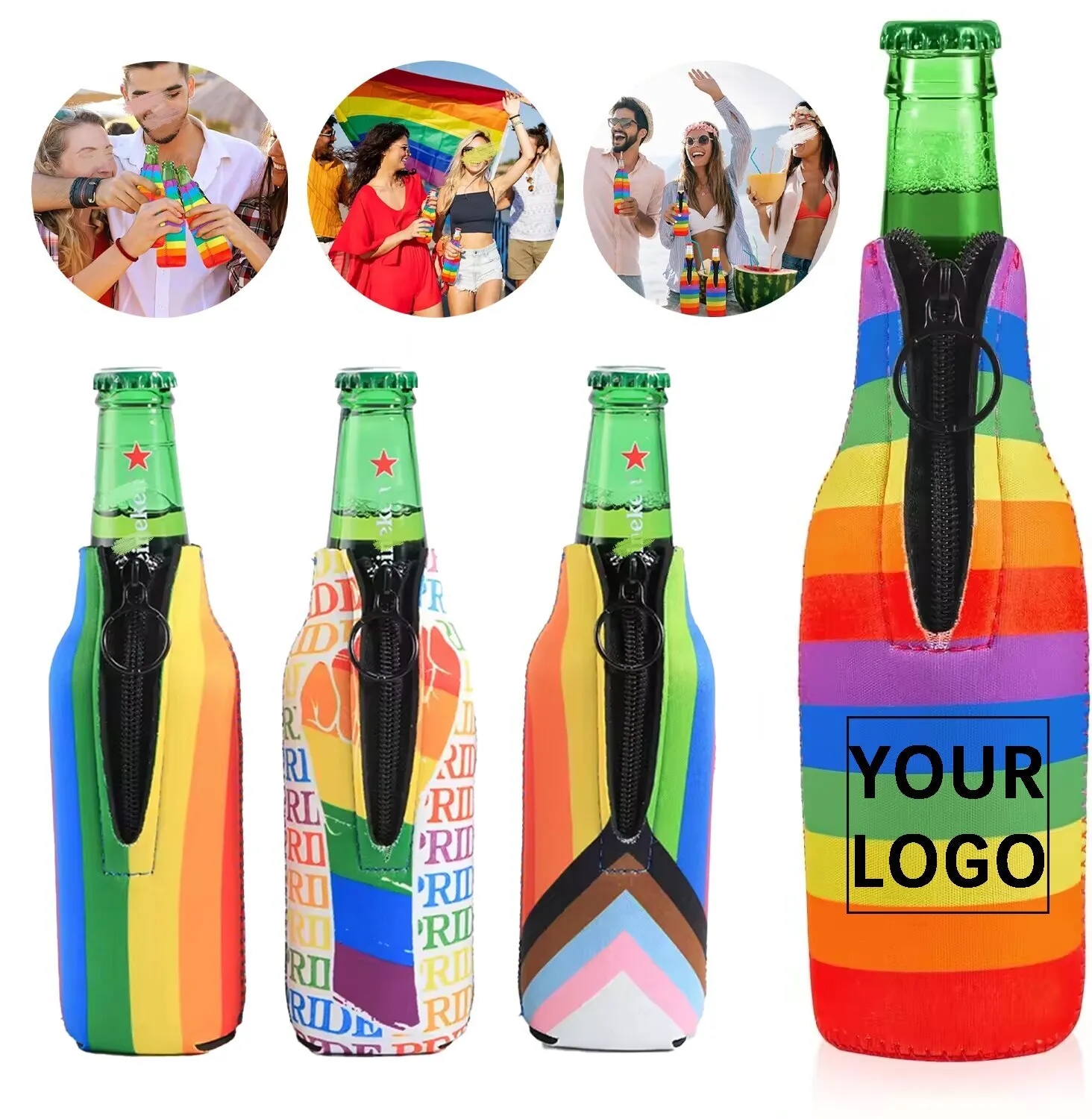 Pride Rainbow Neoprene Beer Bottle Cooler Sleeves 3
