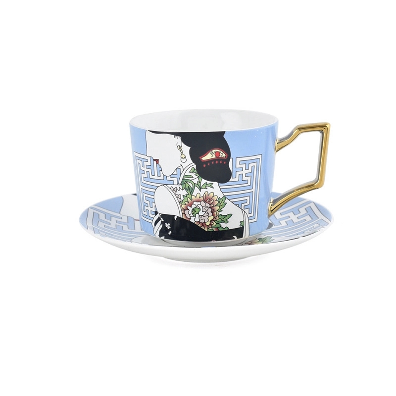 Custom 8 oz Ceramic Coffee Mug Saucer Set 5