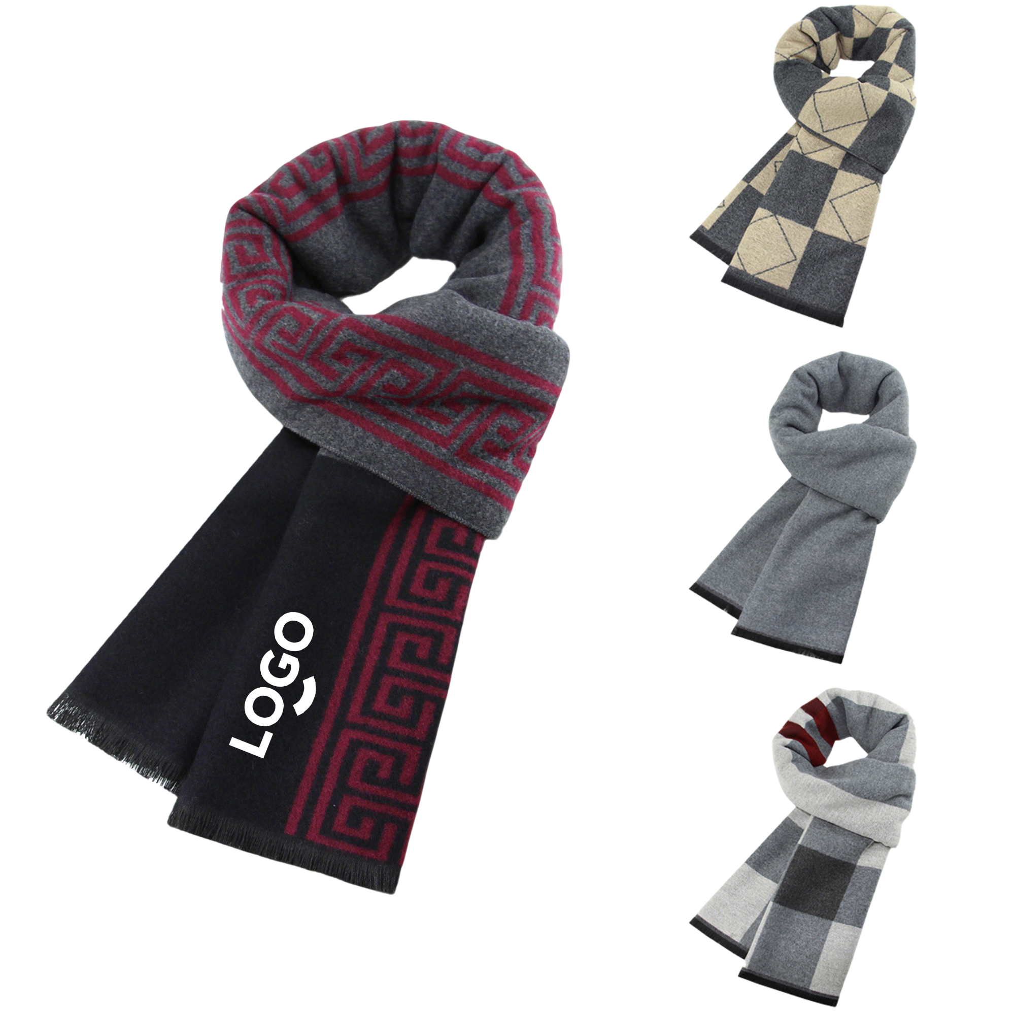 Men's Autumn And Winter Plaid Scarf 2