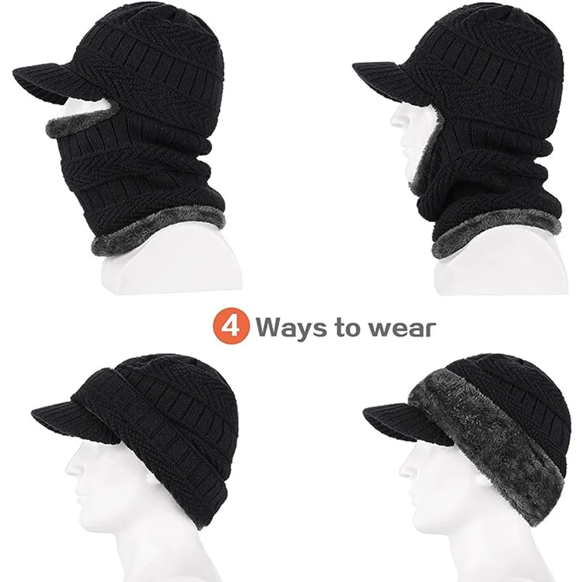 Winter Knitted Balaclava Beanie Warm Cycling Ski Hat 3