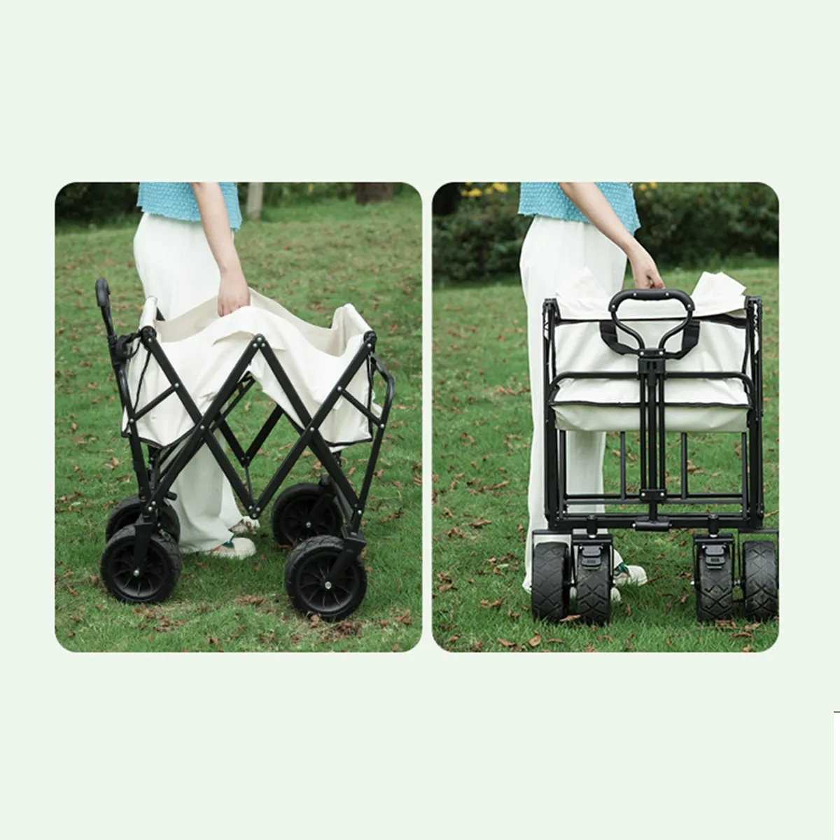 Collapsible Outdoor Folding Utility Cart Wagon with Wheels 1