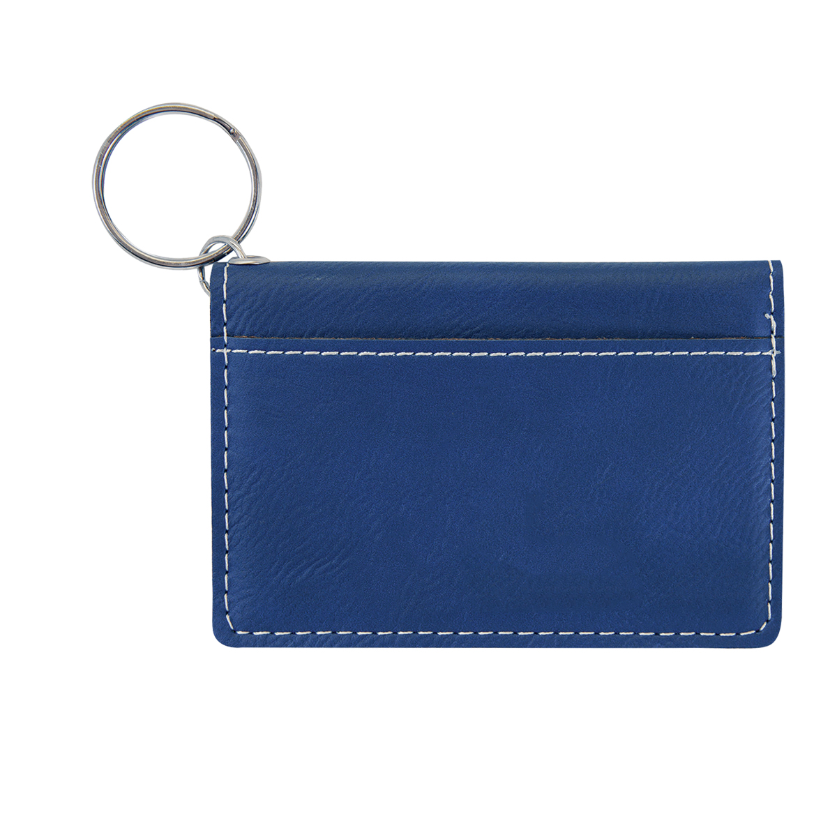 Blue/Silver Leatherette Keychain ID Holder 2