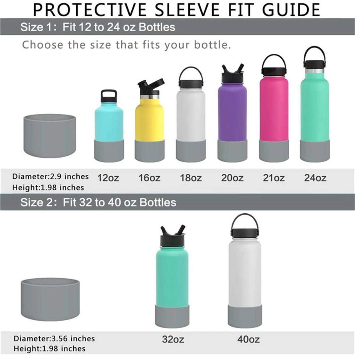 Anti-Slip Protective Sport Bottle Bottom Cover 12Oz - 40Oz 1