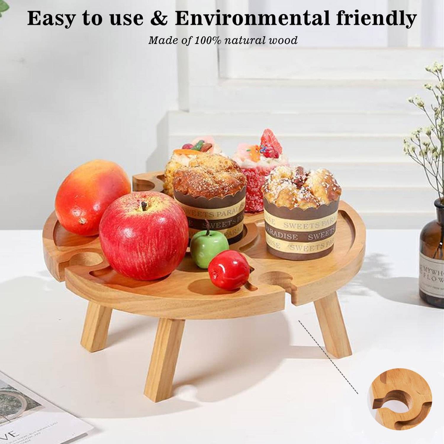 Functional Bamboo Snack Tray Table 8