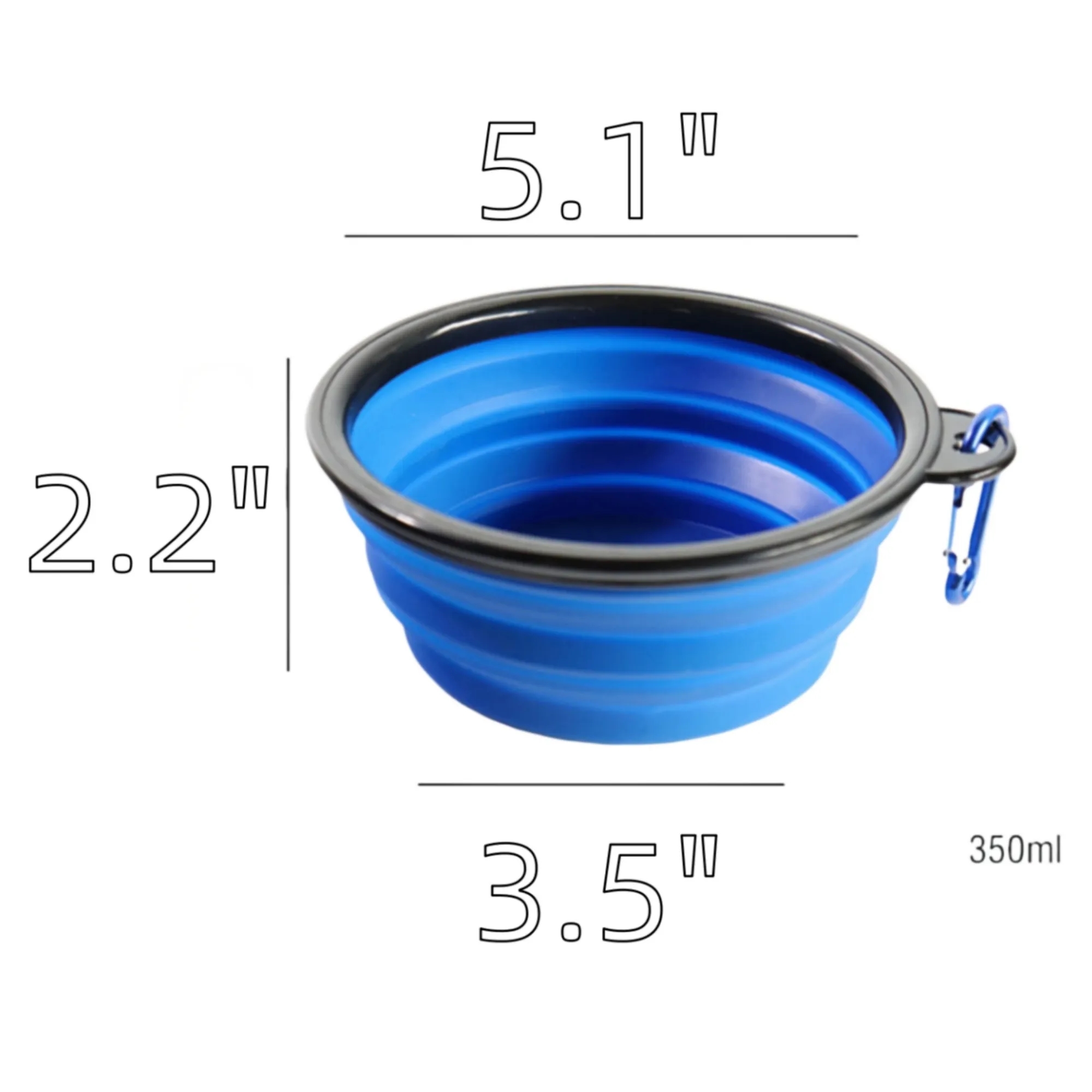 12 oz Collapsible Silicone Dog Bowl with Carabiner 2