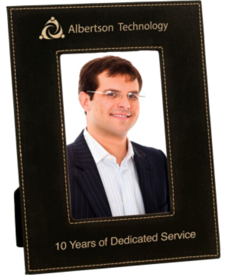 Custom Laser Engraved Black Leatherette Picture Frame
