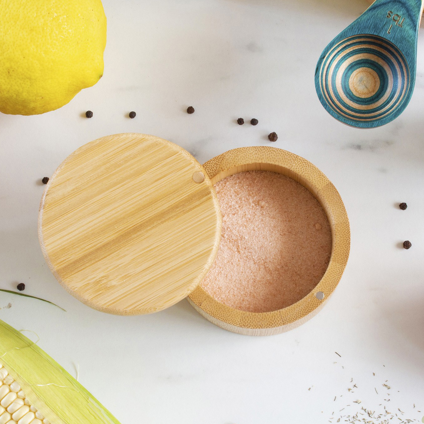 Round Bamboo Salt Box 4
