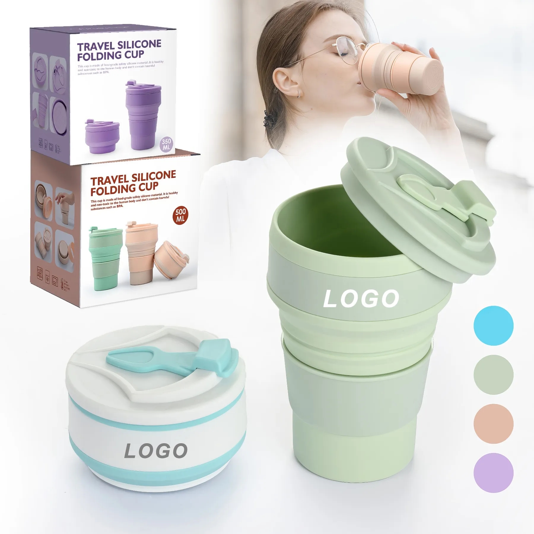 Foldable Water Bottle Outdoor Coffee Cup 2