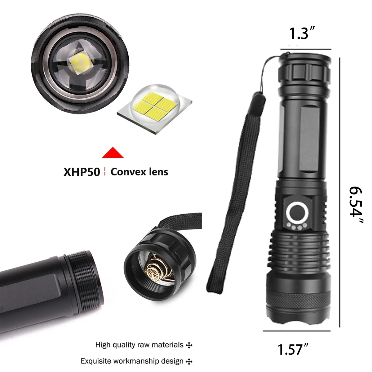 LED Outdoor Zoomable Tactical Rechargeable Flashlight Torch 5