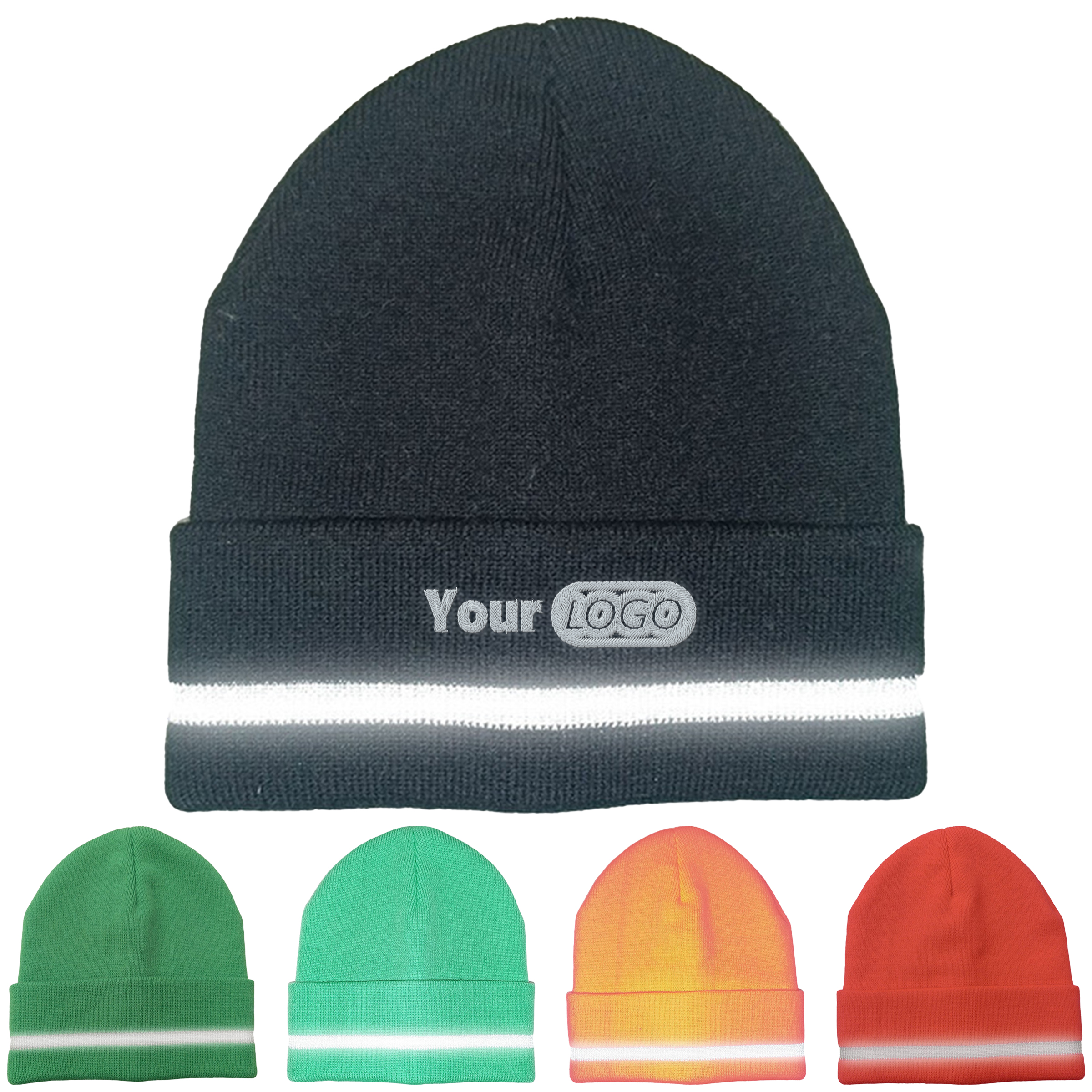 Acrylic Warm Reflective Strip Yarn Hat 3