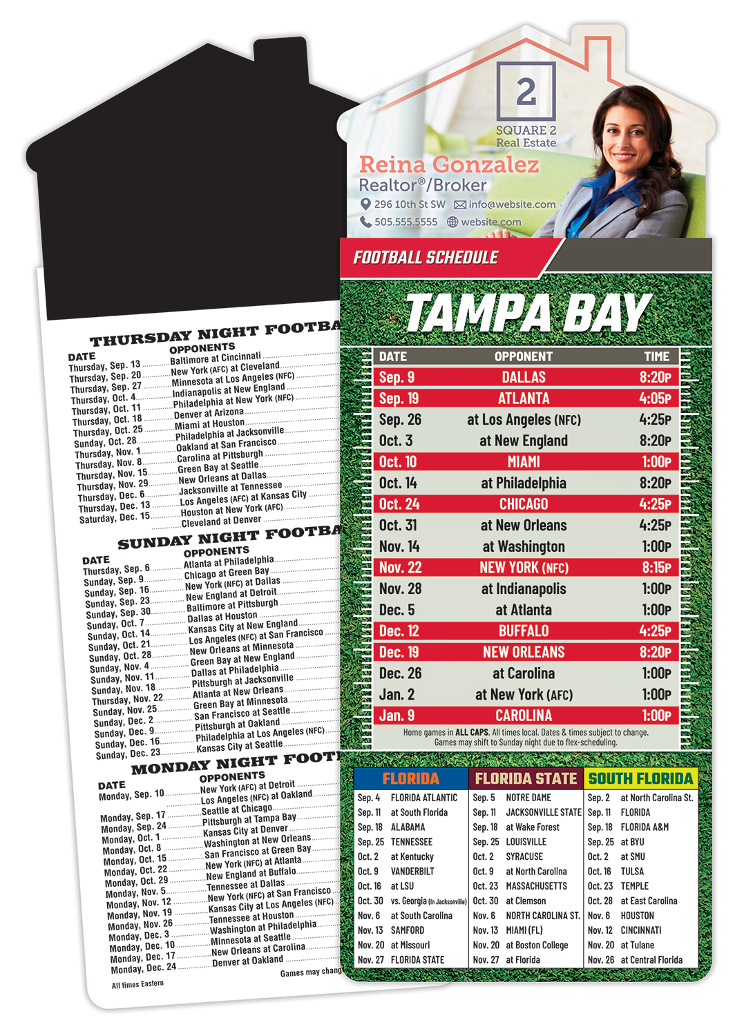 Magna-Card House Shape Magnet Football Schedules (3.5x9)