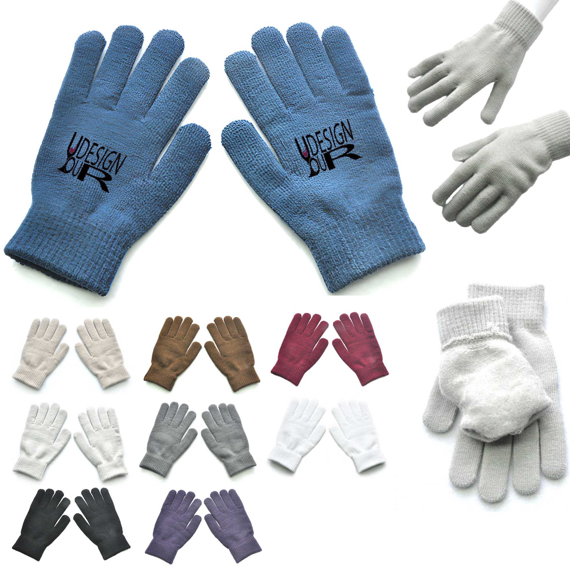 MOQ 50 PCS Stylish Winter Solid Color Knitted Gloves 5