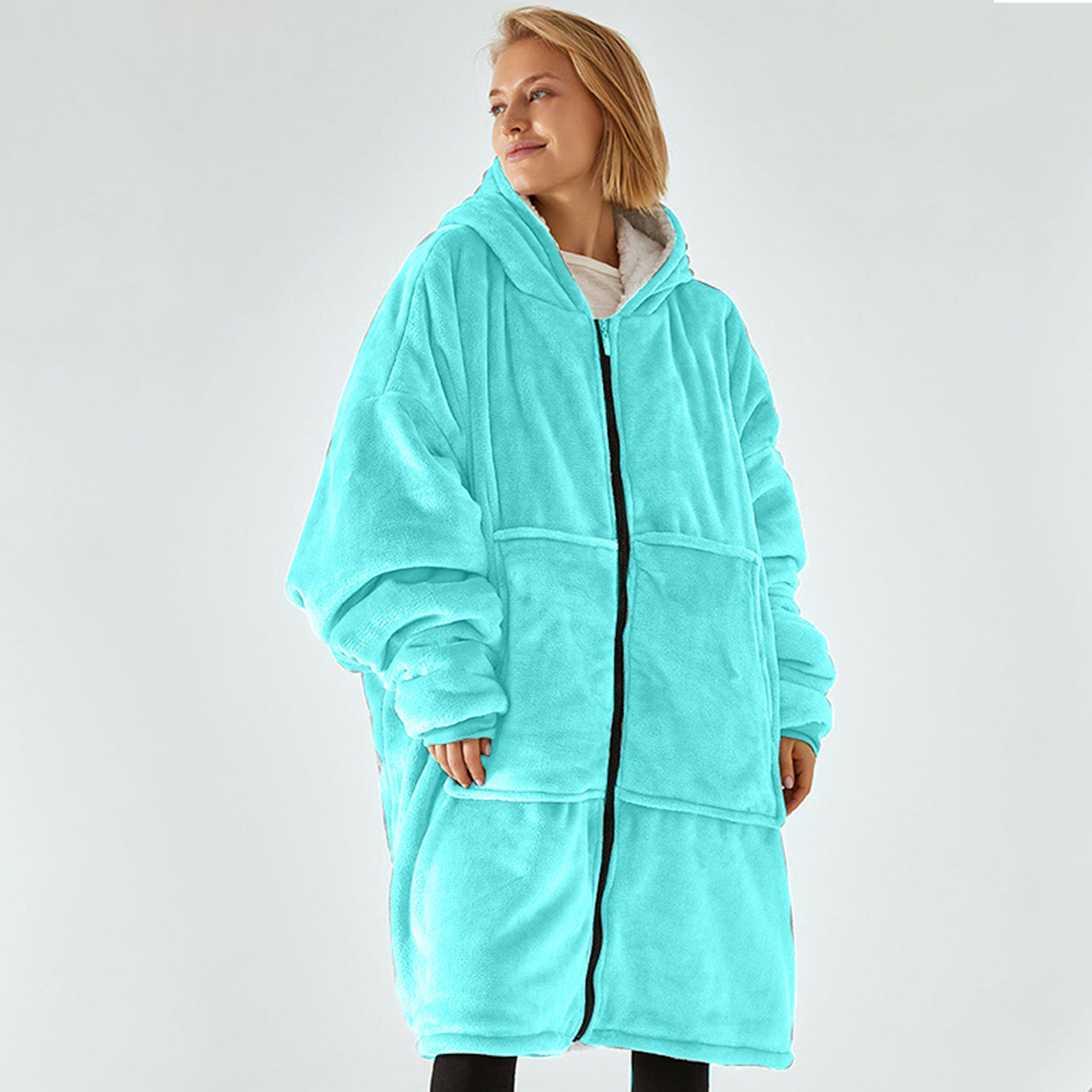 Oversized Lounge Zip Up Hoodie, custom hoodie or sweatshirt with logo imprint 6