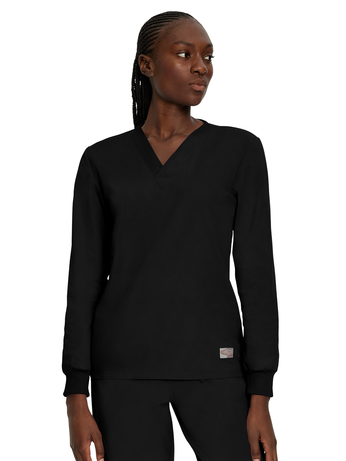 Landau - ScrubZone - Unisex No-Pocket Crossover V-Neck Long-Sleeve Top 1
