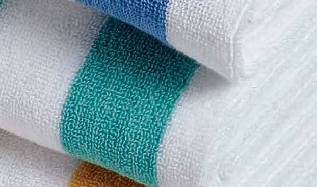 Cabana Striped Turquoise Green & White 100% Cotton Towel 1
