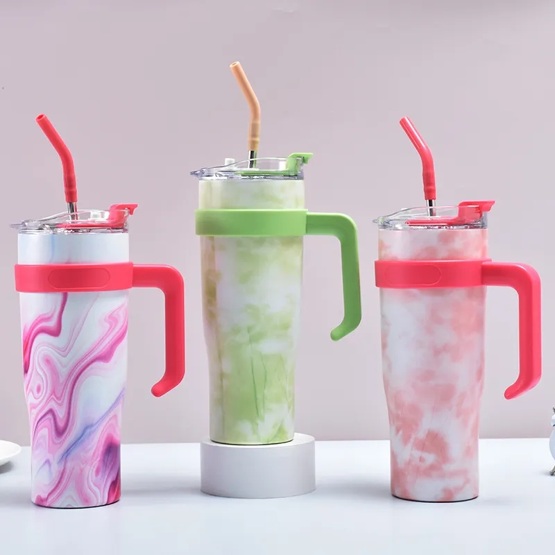 40oz Tumbler with Handle and Straw Lid Stainless Steel 4