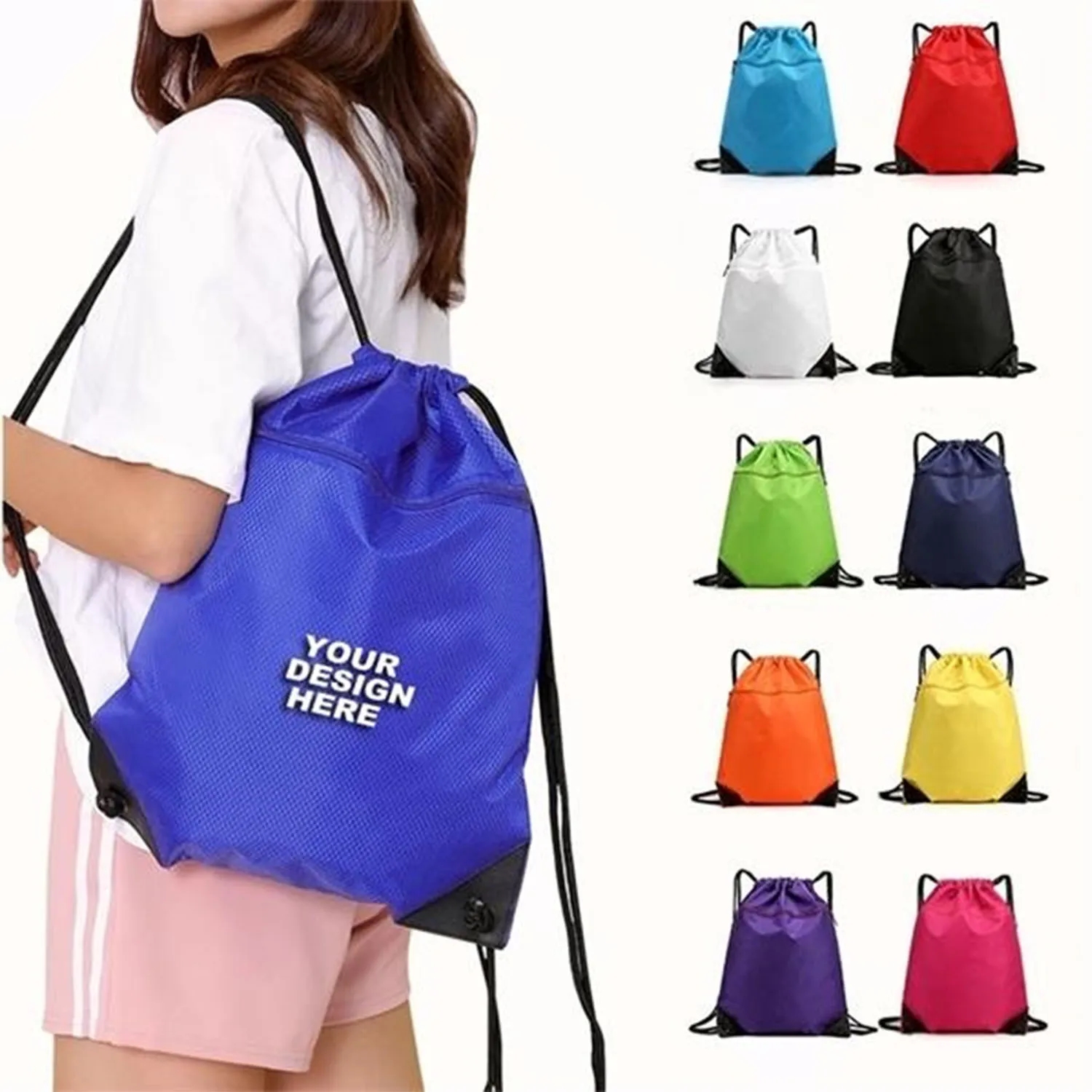 Drawstring Bag With A Front Zipper Pocket 1