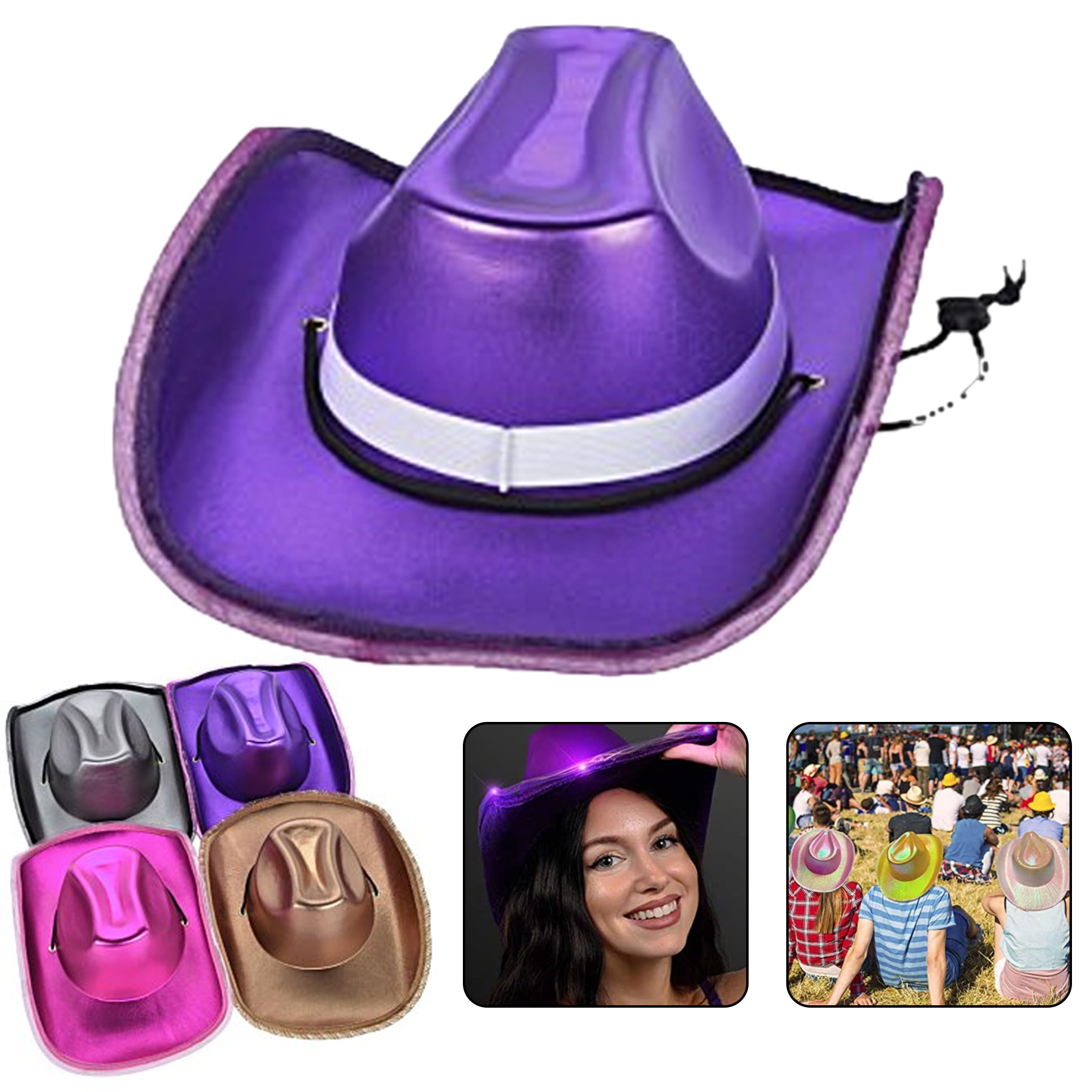 Shiny Light Up Cowboy Hat 2