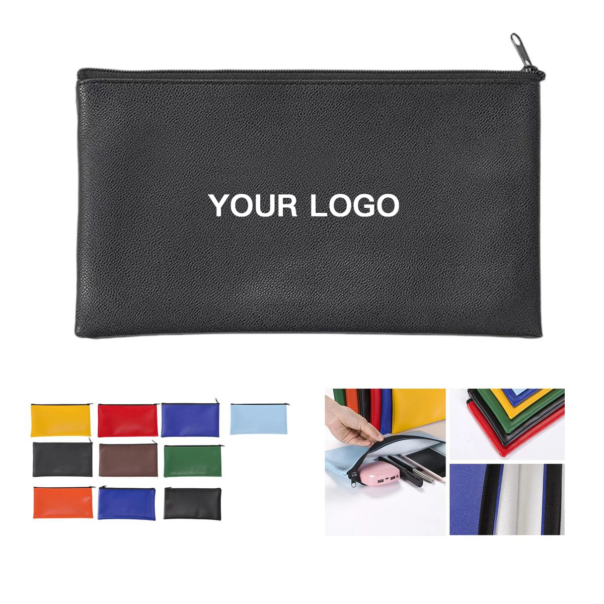 Faux Leather Money Bag with Secure Zipper Closure 2