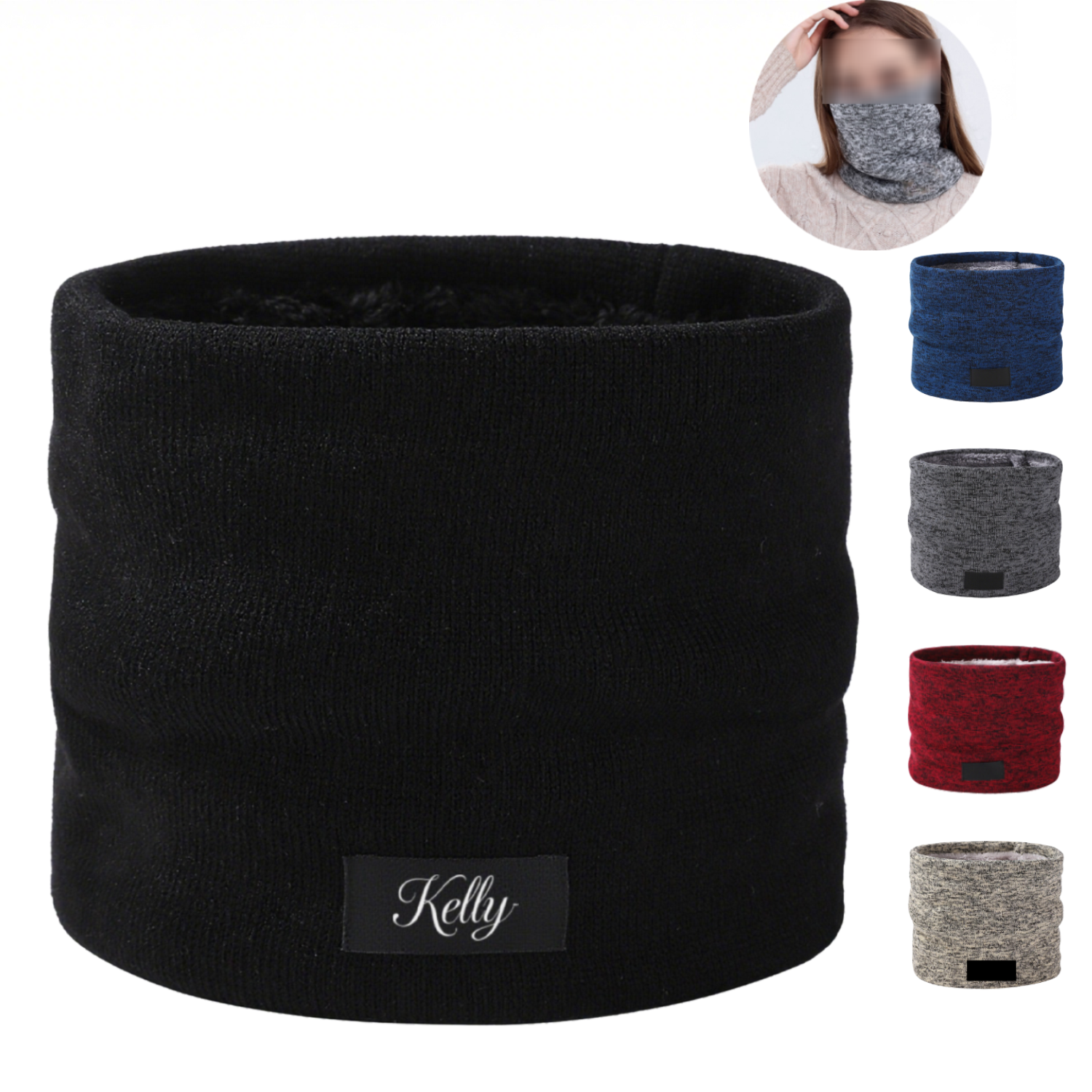 Unisex Polyester Thick Windproof Neck Warmer Thermal Scarf 10