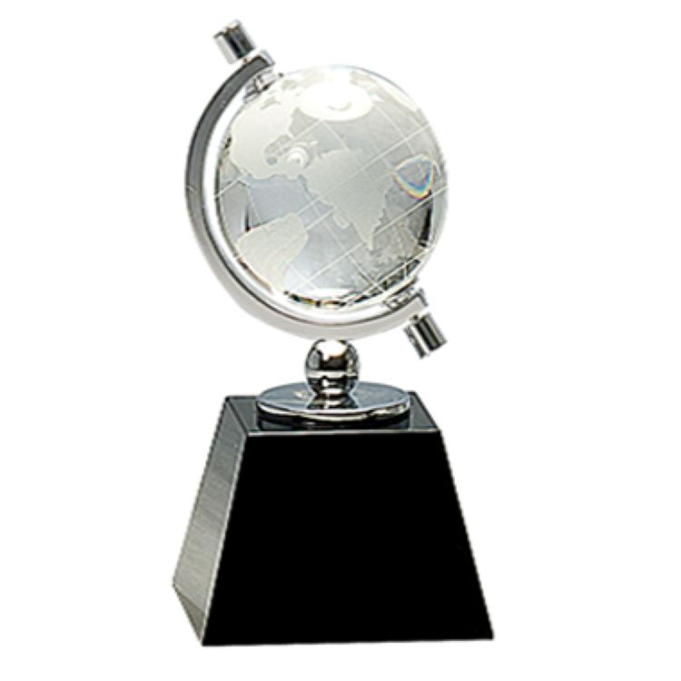 6" Crystal Globe on Crystal BlackPedestal 2