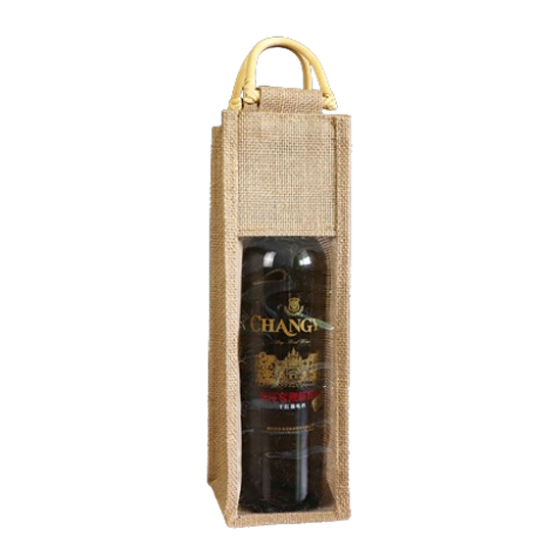 Burlap Wine Bottle Bag 1