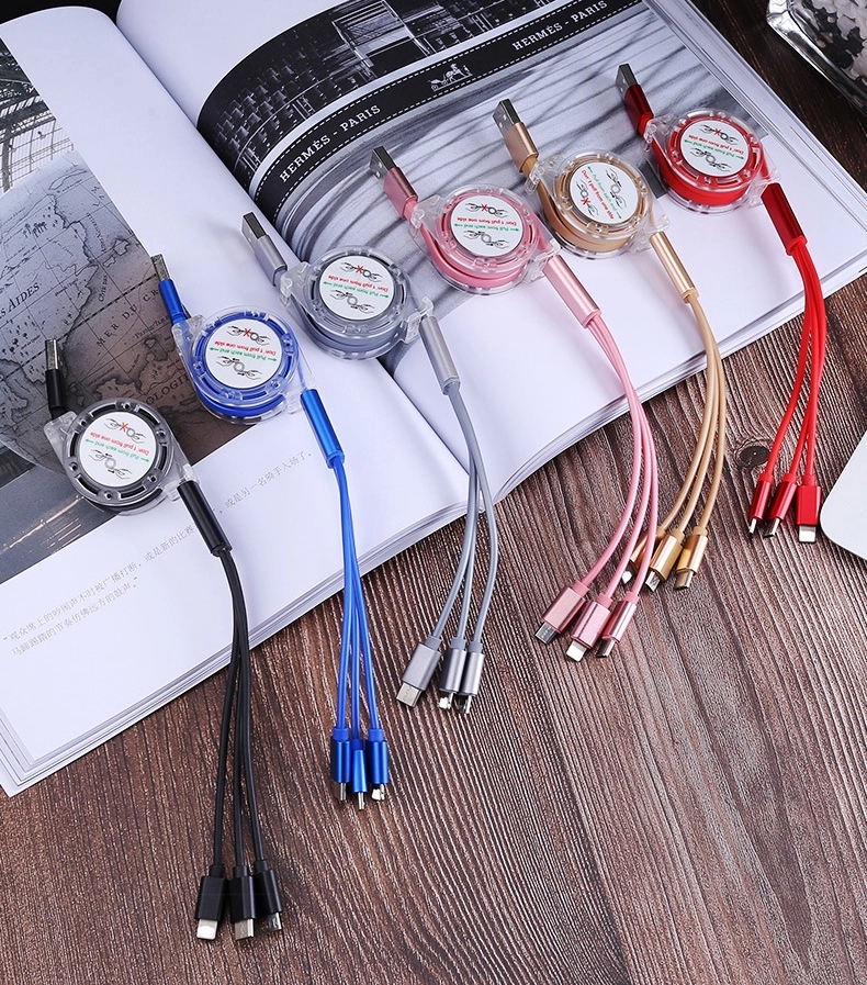 Promotional 3 in 1 Reel Charging Cable 6