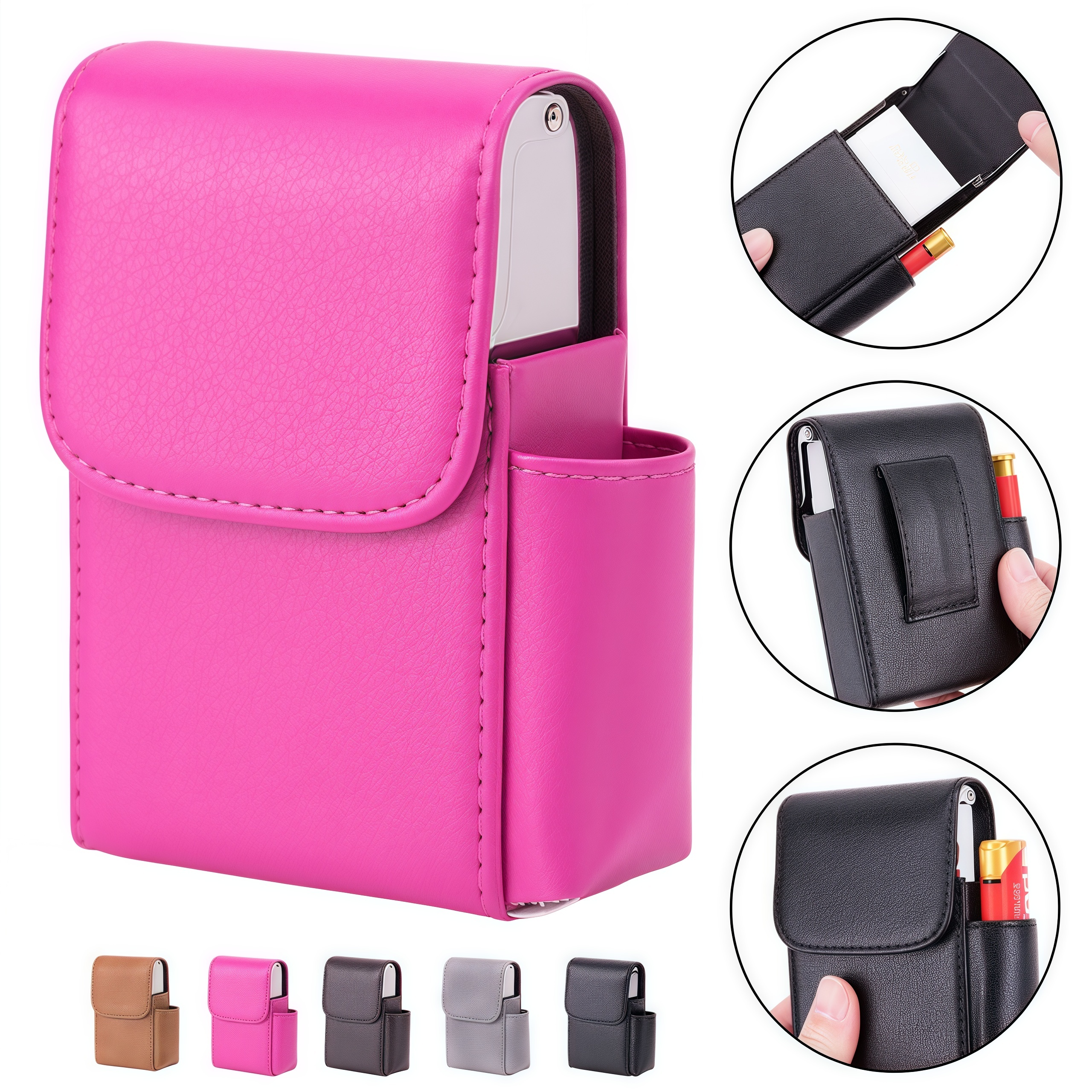 Leather Cigarette Case Flip Top Magnetic Closure 3