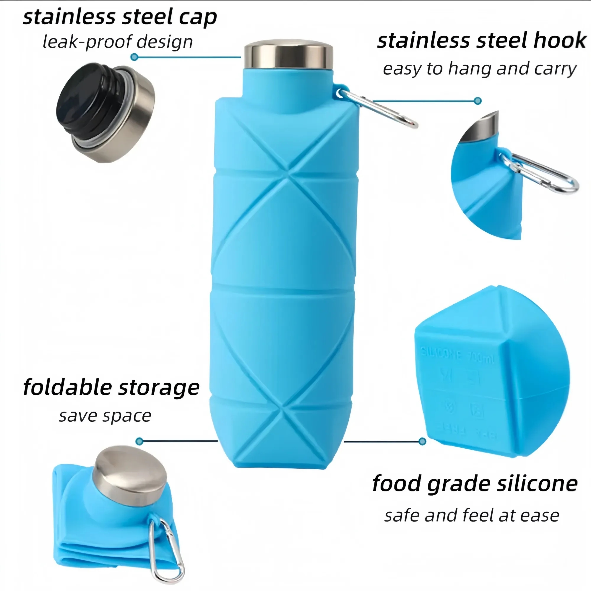 23oz Eco-Friendly Collapsible Water Bottle 2