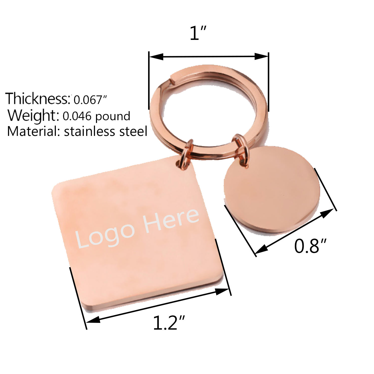 Square Stainless Steel Tag Key Chain 4