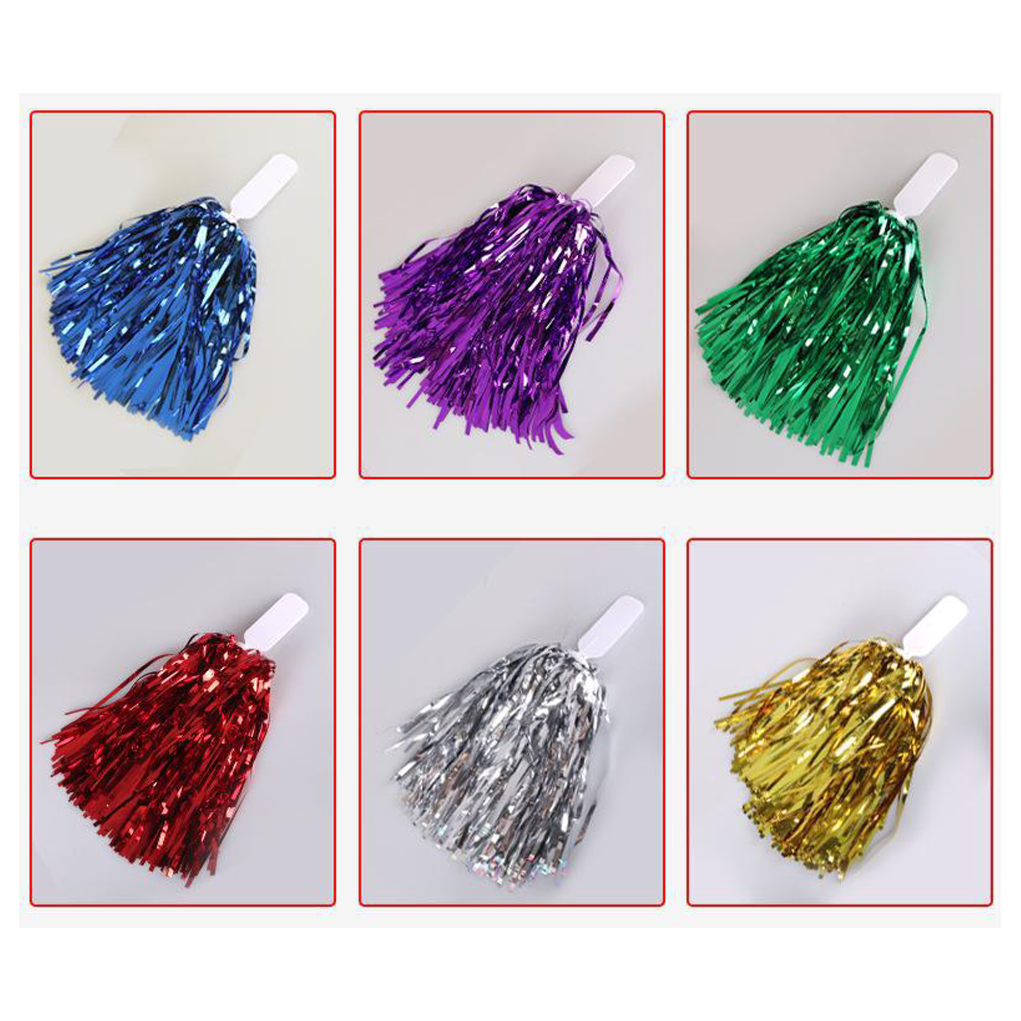 Solid Color Cheerleading Pom Poms Flat Handle 3