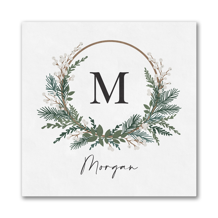 Monogram Wreath Luncheon Napkin 1