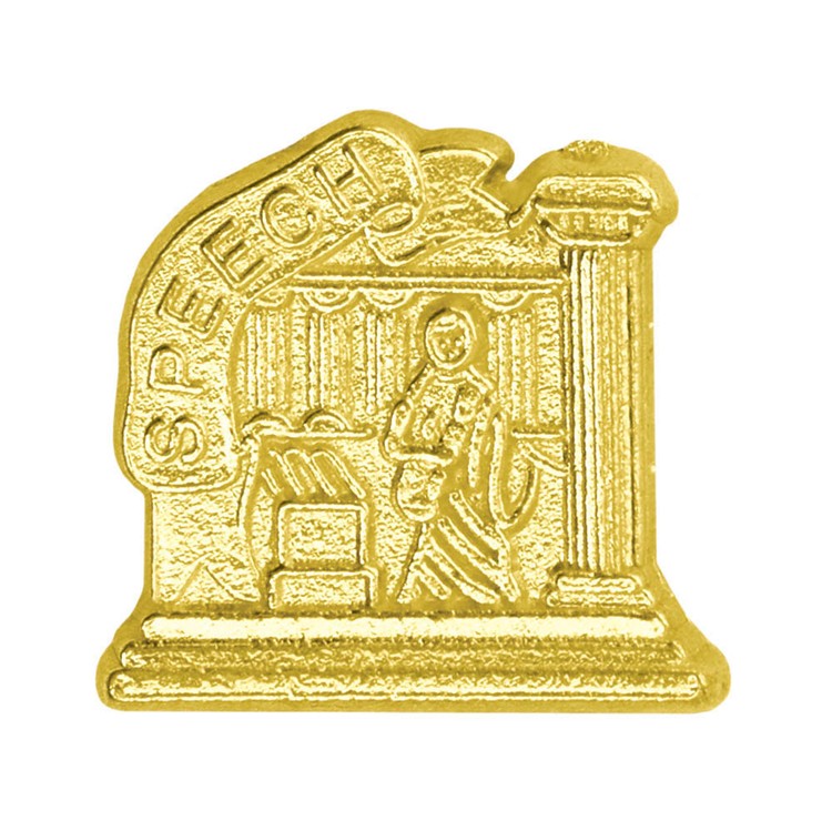 Speech Bright Gold Chenille Lapel Pin
