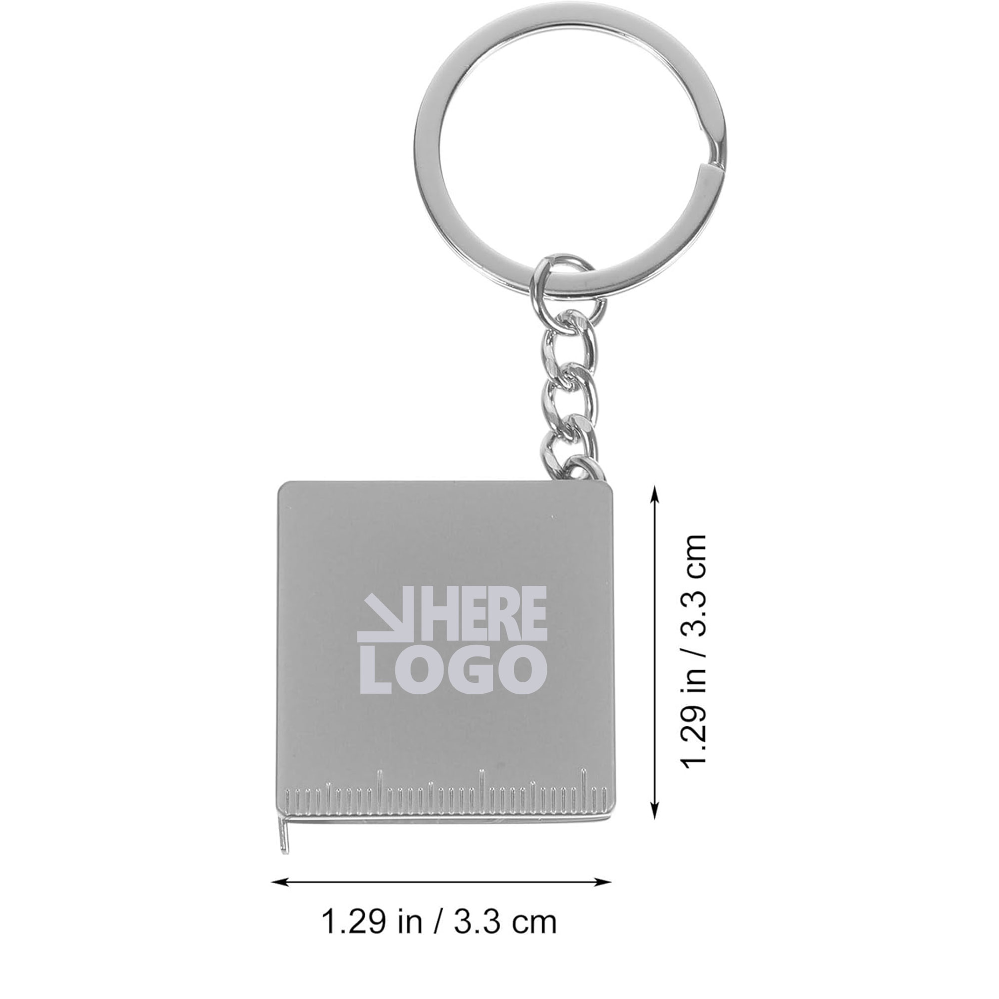 Square Tape Measure Key Chain Tag Sliver MOQ 50 2