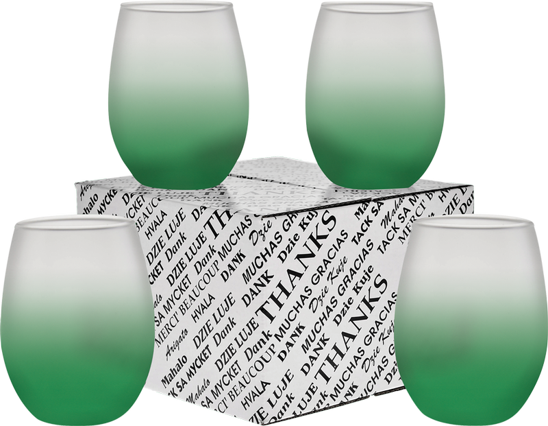 15 oz. Stemless Wine Glass Thank You Set 24