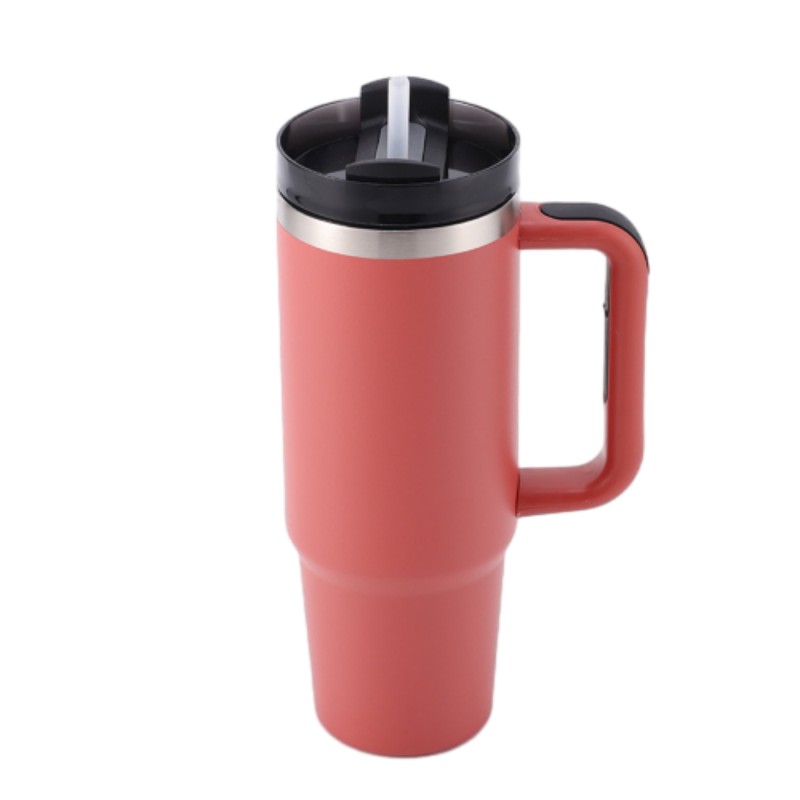 30 oz Vacuum Stainless Steel Tumbler W/ Handle & Straw 8