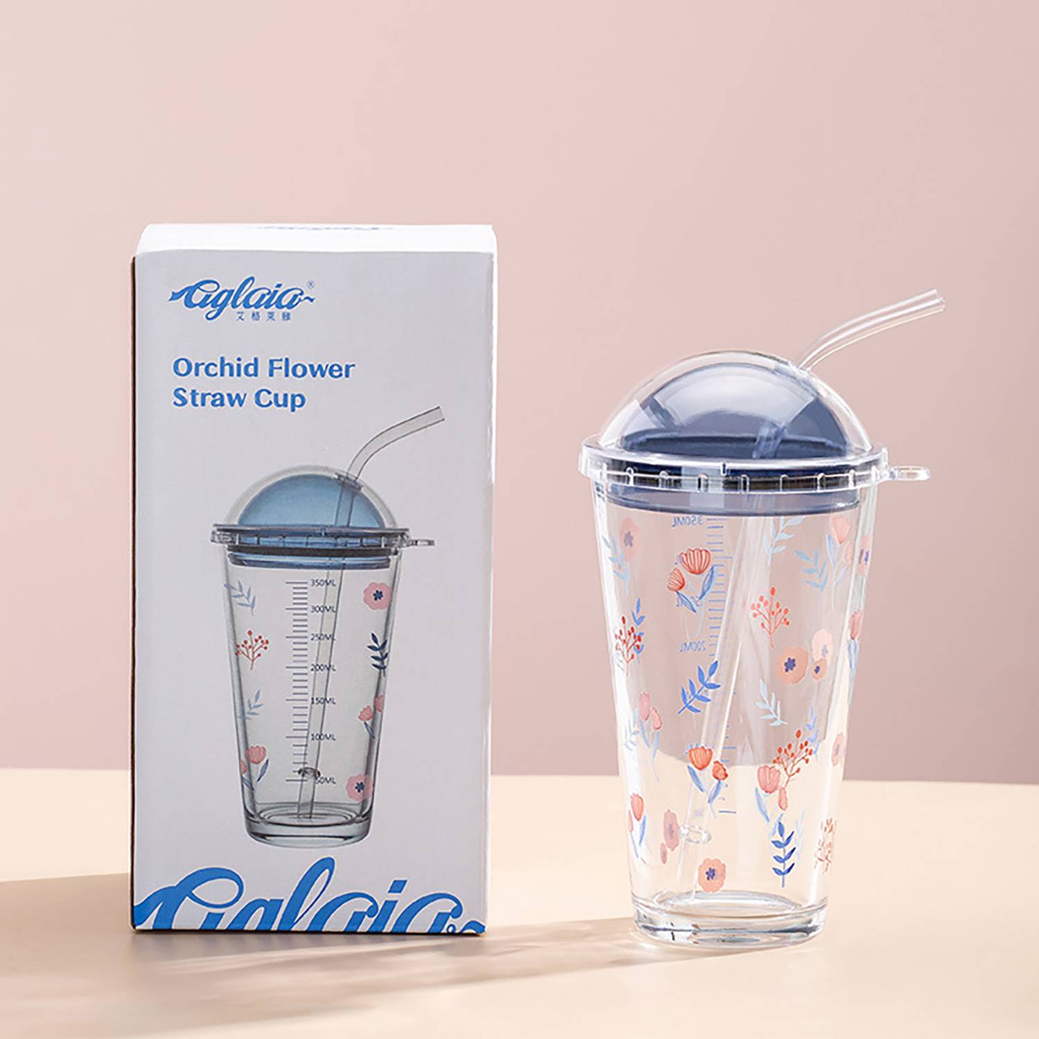 16oz Heat-Resistant Glass Cup w/ Straw 4