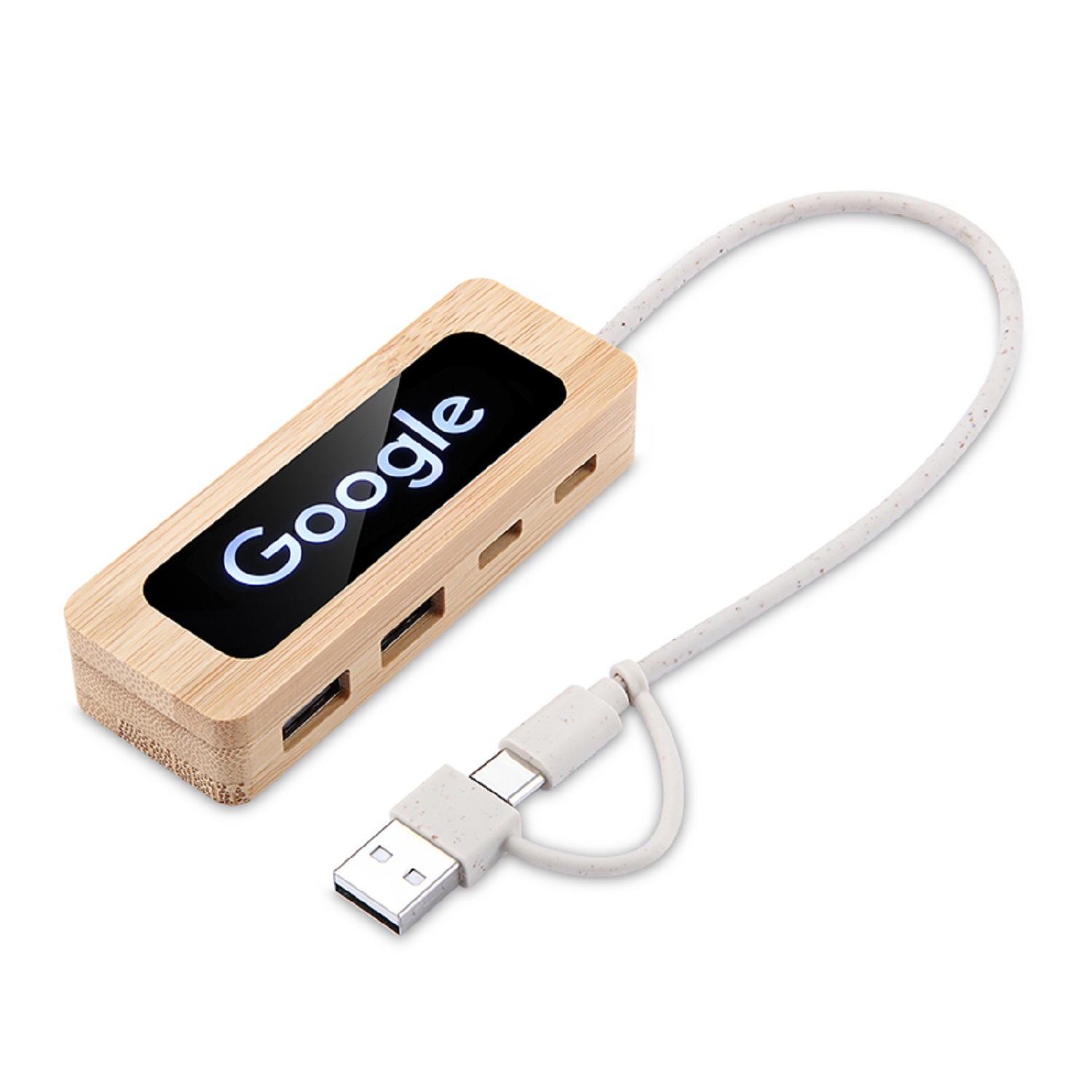 Bamboo 4 Ports LED Logo USB Hub 2