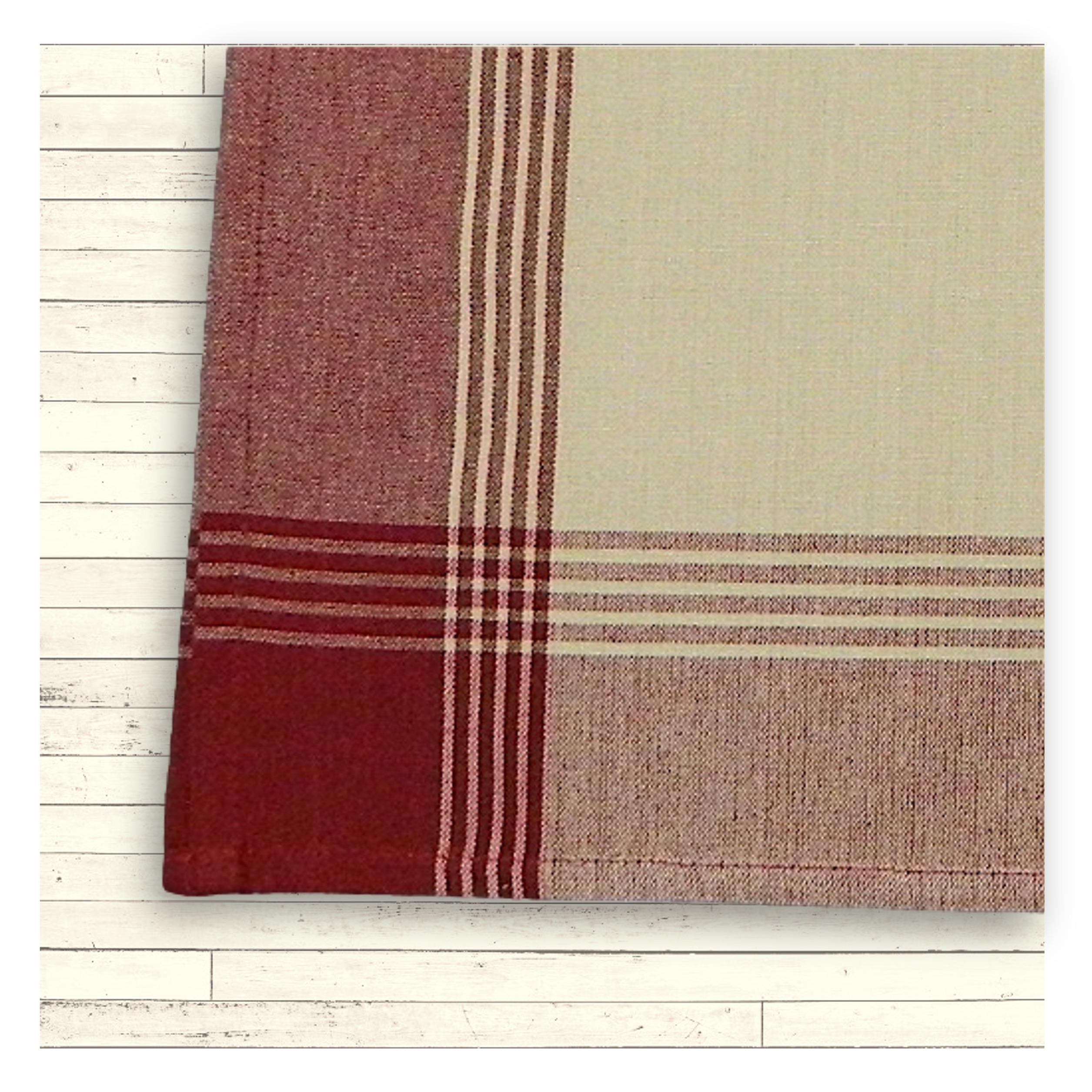 Red/Tea Dyed Plaid Kitchen Towel with Custom Print 3