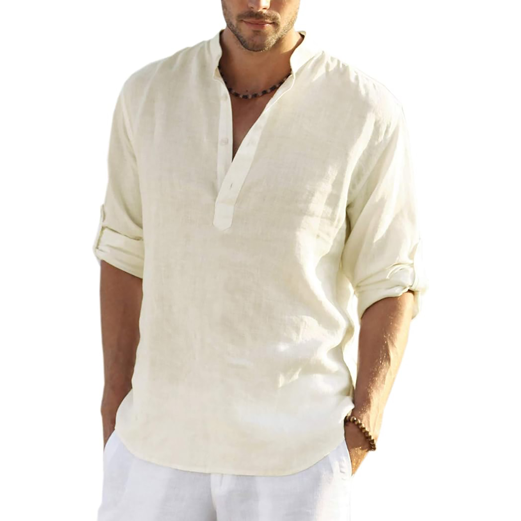 Casual Henley Collar Shirt 9