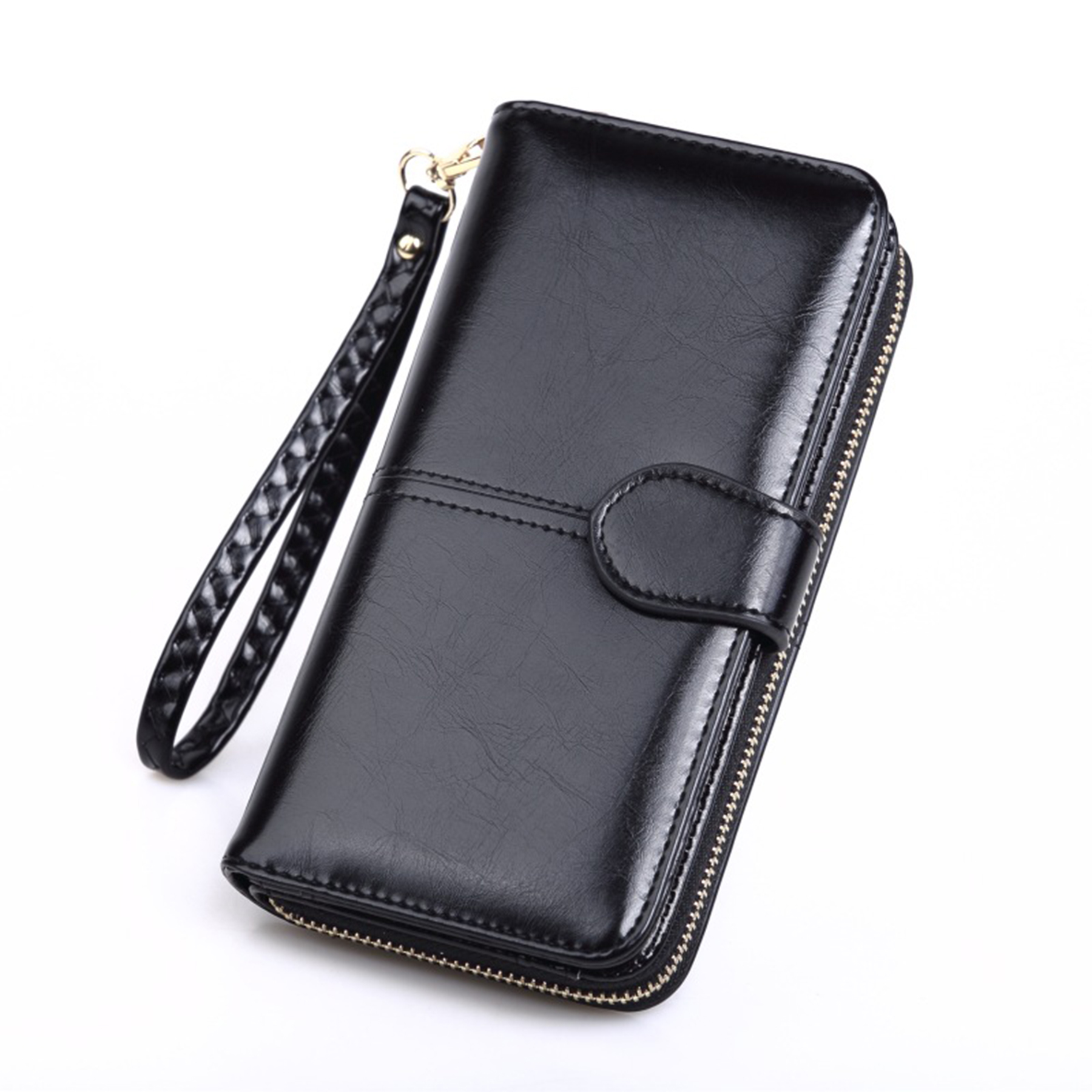 Women Leather Wallet with Wristlet Strap 4