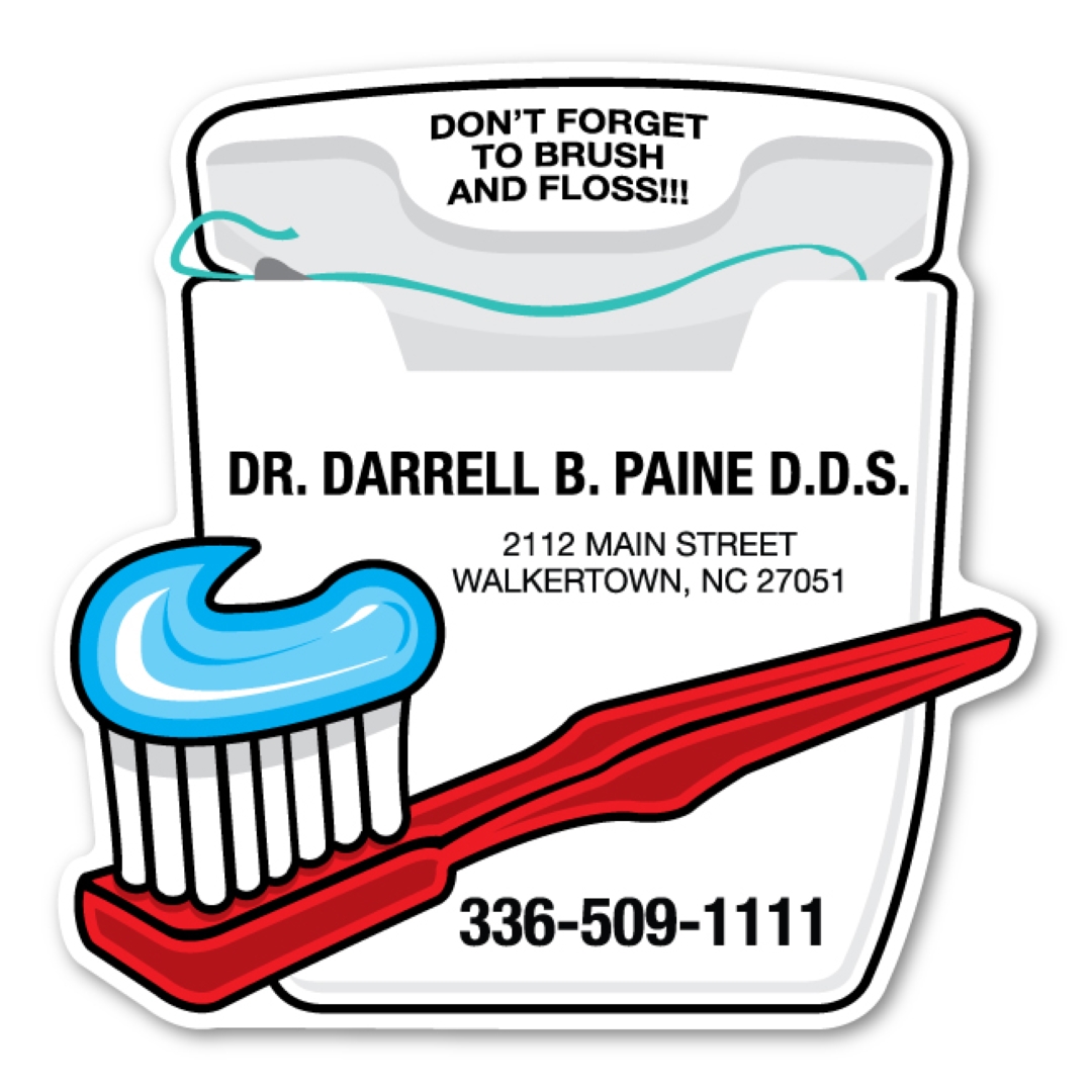 Toothbrush & Floss Magnet - 4" x 4" - 20 mil