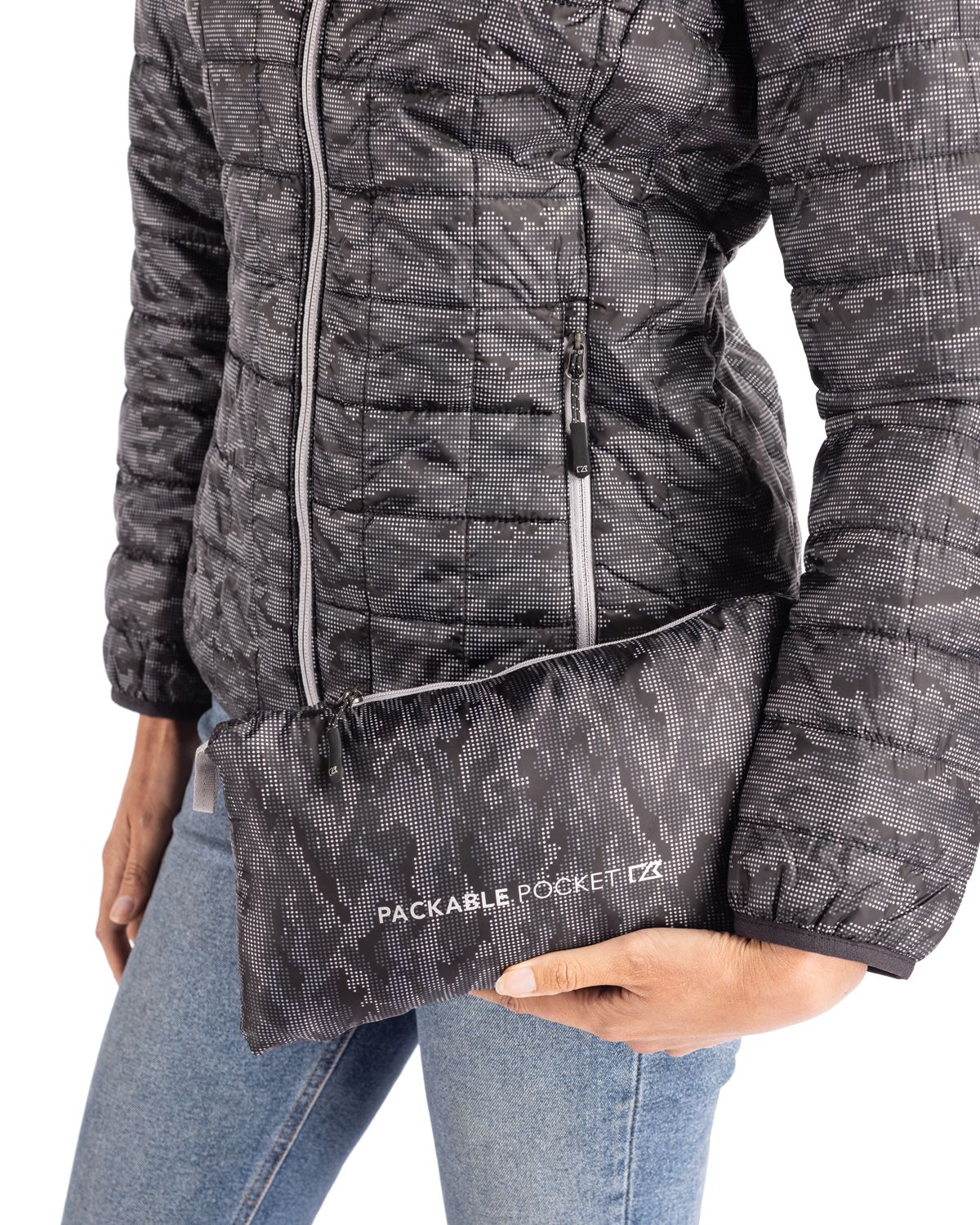 Rainier PrimaLoft Womens Eco Insulated Full Zip Printed Puffer Jacket